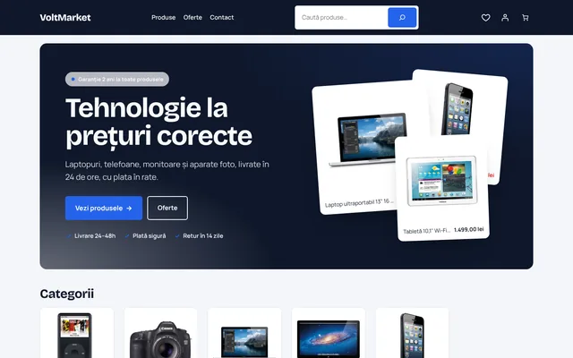 Prima pagină a unui magazin cu tema Volt